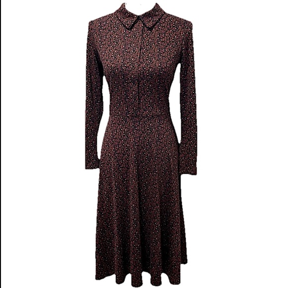 jet Dresses & Skirts - JET by John Eshaya Womens Micro Floral Fit & Flare MIDI Dress Long Sleeve